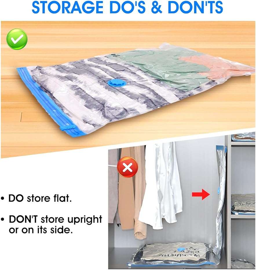 AROIC 50 Pack Vacuum Storage Bags, 5 Sizes + 2 Roll-up (8 Each) Space Saver Vacuum Sealer Bags for Clothing with 1 Electric Pump and 1 Hand Pump, Seasonal Storage Bags for Luggage, Travel Essentials - Image 7