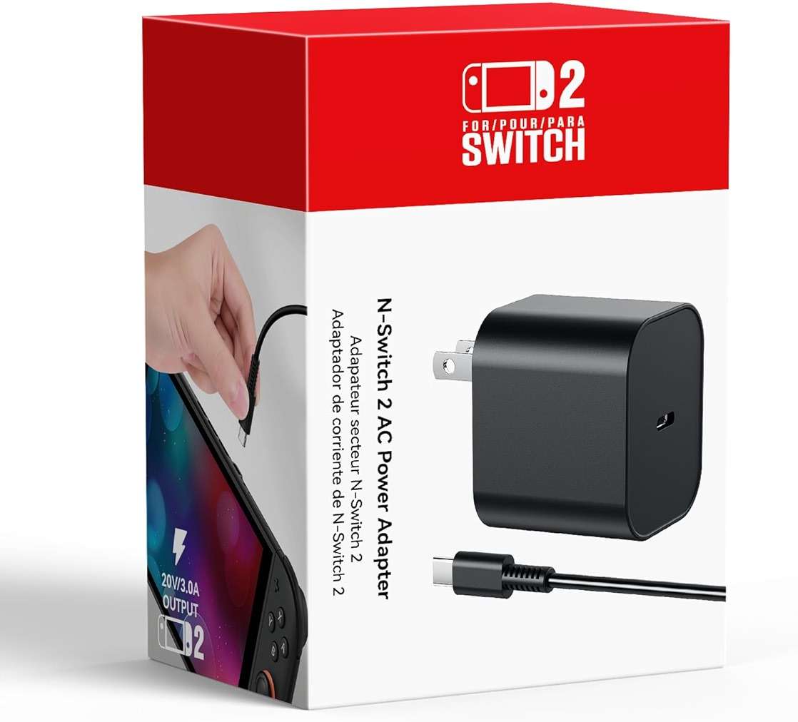 Switch 2 Charger - 60w AC Power Adapter for Nintendo 2/1, 5FT/1.5M UBC Cable, Support 4K TV Dock, PD3.0 Fast Charging Supply 20V/3A for Nintendo Wii Charger, [Replacement for OEM Switch2 Charger] - Image 1