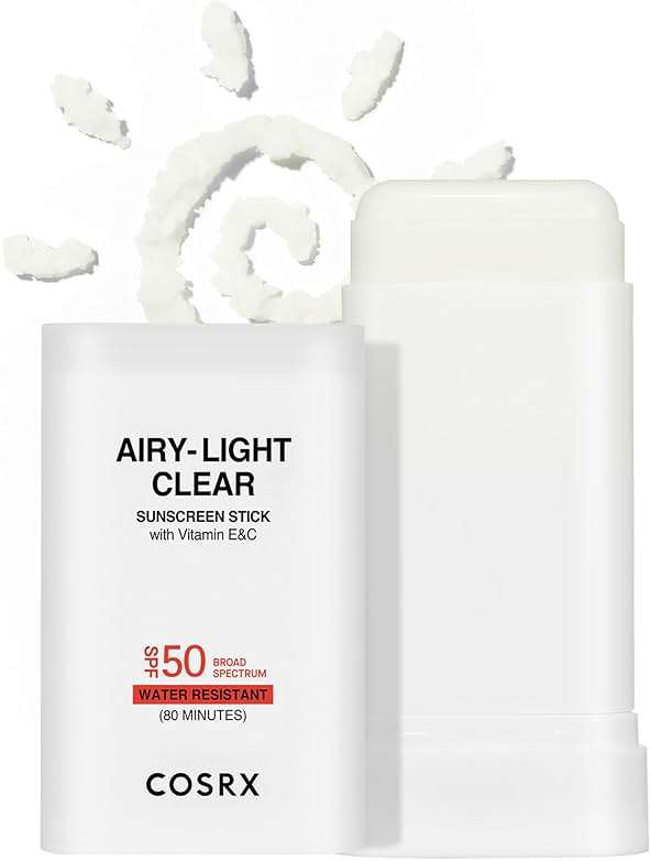 COSRX Airy-Light Clear Sunscreen Stick with Vitamin E&C SPF 50, 0.67 oz, 19g, Korean Suncreen Stick Suncare Sunblock, Lightweight, No White Cast, Water resistant, Oil Control Matte Sunscreen for Face - Image 1