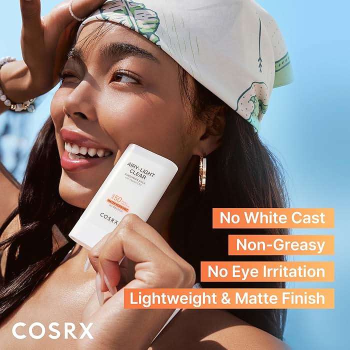 COSRX Airy-Light Clear Sunscreen Stick with Vitamin E&C SPF 50, 0.67 oz, 19g, Korean Suncreen Stick Suncare Sunblock, Lightweight, No White Cast, Water resistant, Oil Control Matte Sunscreen for Face - Image 5