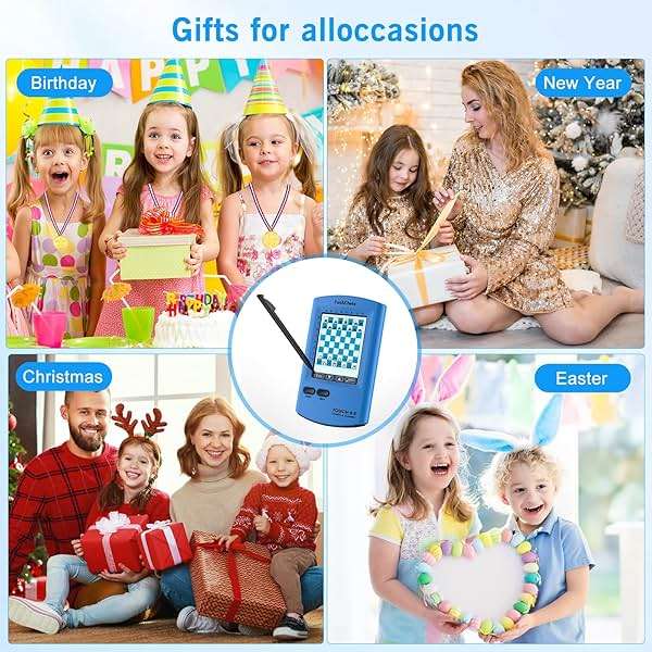 FunAiChess Handheld Electronic Chess Board 8 in 1 Touch Chess Computer Game Portable Electronic Chess Set for Adults, Kids,and Beginners Learn and Travel with Stylus Large LCD Display Gift(Blue) - Image 7
