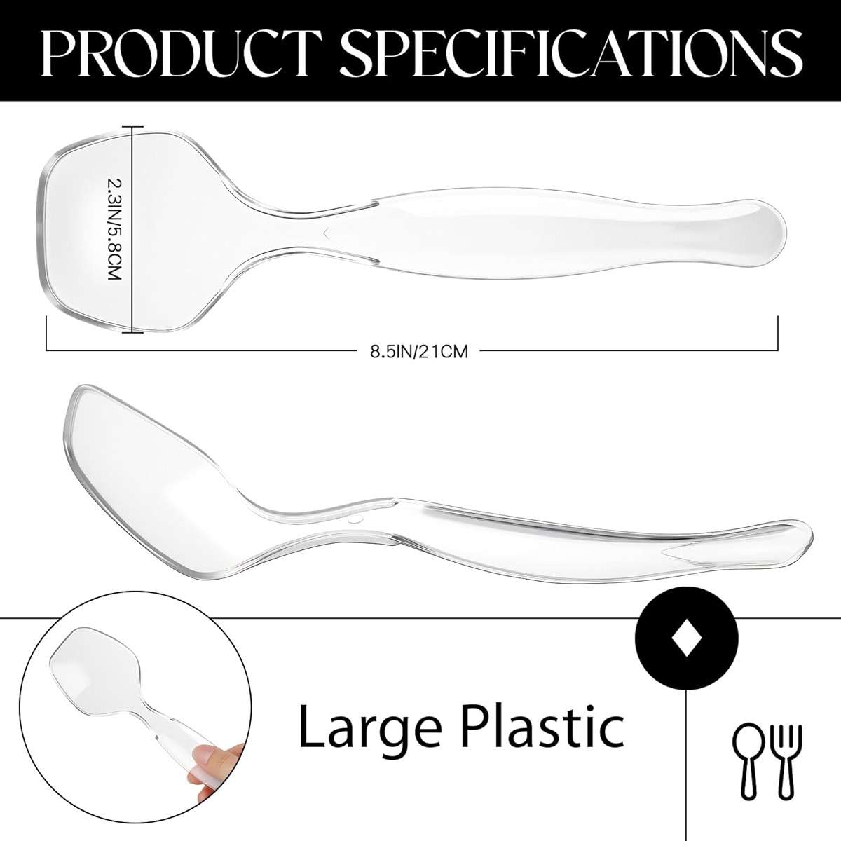 LemonRoad 36 Pack Plastic Serving Spoons for Buffet, Clear Plastic Serving Utensils for Hot and Cold Food, Large Heavy Duty Disposable Utensils for Parties, Holidays and Gatherings - Image 3