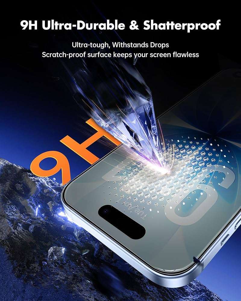 UNBREAKcable Privacy Screen Protector for iPhone 17, Shatterproof Tempered Glass [True 28°Anti Spy] [9H Hardness] [Easy Installation Frame] Private Protector for iPhone 6.3inch-2 Pack - Image 4