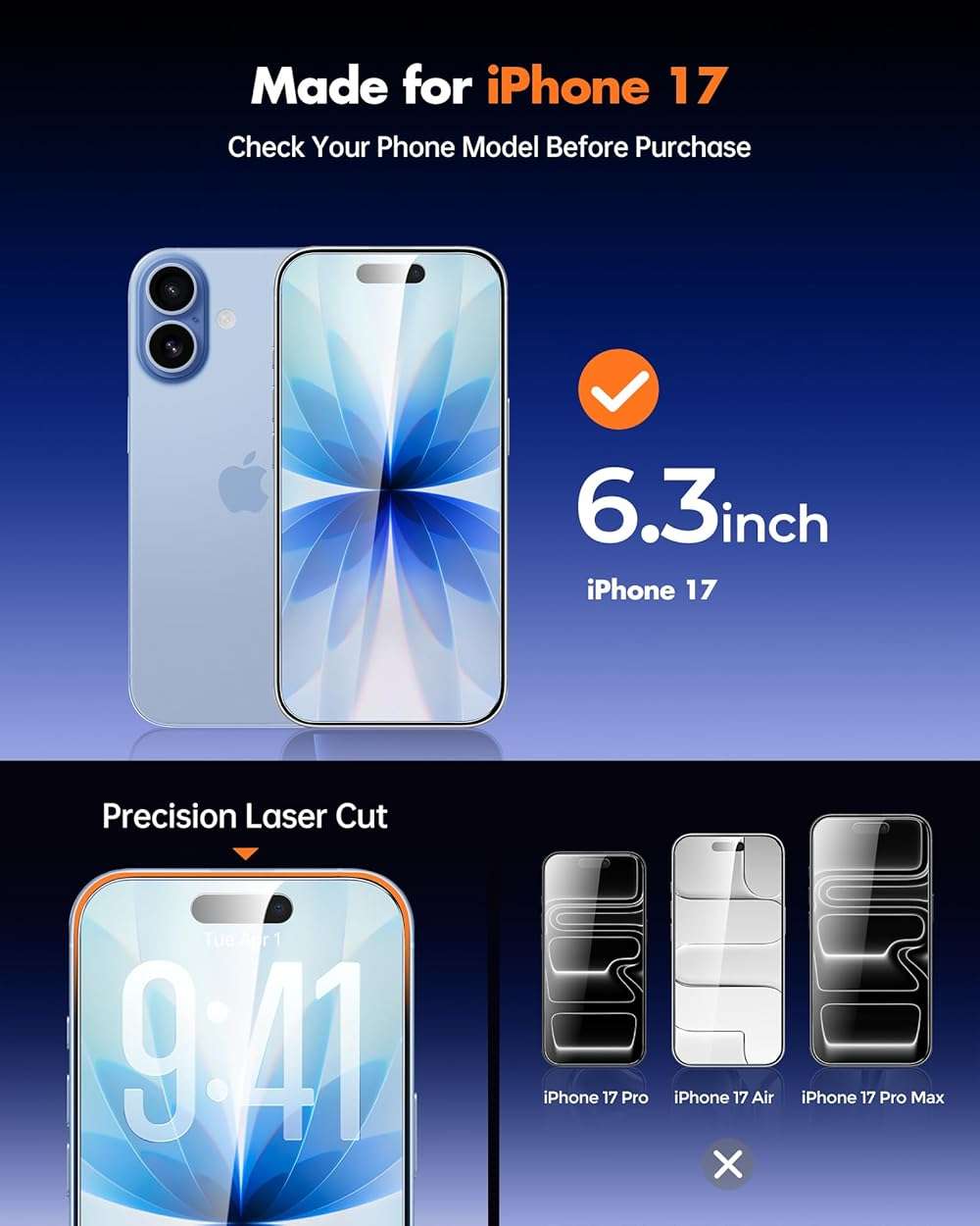 UNBREAKcable Privacy Screen Protector for iPhone 17, Shatterproof Tempered Glass [True 28°Anti Spy] [9H Hardness] [Easy Installation Frame] Private Protector for iPhone 6.3inch-2 Pack - Image 9