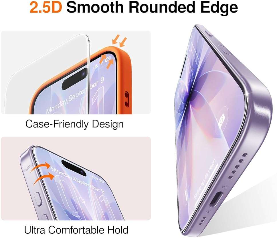 SMARTDEVIL 2 Pack Screen Protector for iPhone 17, 9H Hardness Military Grade Shatterproof HD Clear Tempered Glass, Easy to Install, Auto Bubble-Free and Dust-Free Box, Case Friendly - Image 7