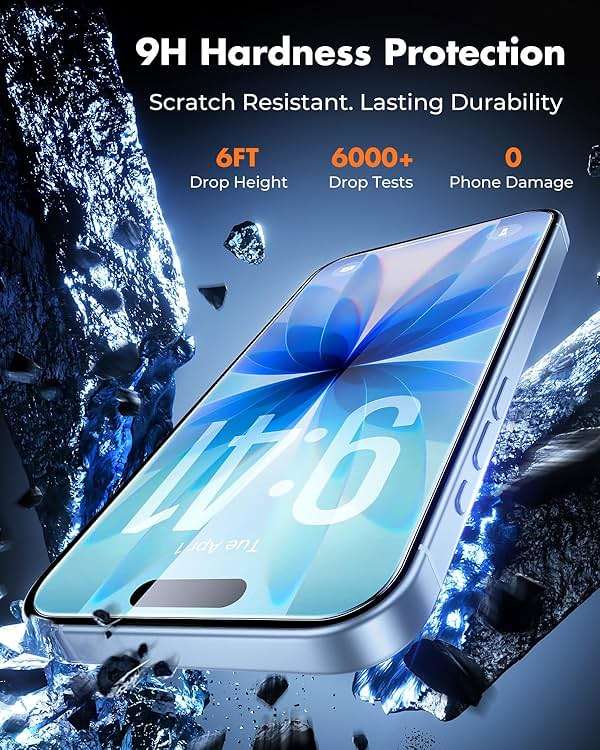 UNBREAKcable 4-Pack Screen Protector for iPhone 17, Double Shatterproof Tempered Glass [Easy Installation Frame] [9H Hardness] [99.99% HD Clear] [Case Friendly] for iPhone 6.3 inch - Image 3