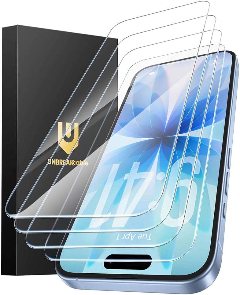 UNBREAKcable 4-Pack Screen Protector for iPhone 17, Double Shatterproof Tempered Glass [Easy Installation Frame] [9H Hardness] [99.99% HD Clear] [Case Friendly] for iPhone 6.3 inch - Image 9