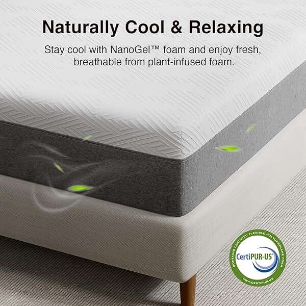 Novilla 10 Inch Twin XL Gel Memory Foam Mattress in a Box, Back Pain Relief & Body Support, Grey, CertiPUR-US Certified - Image 5