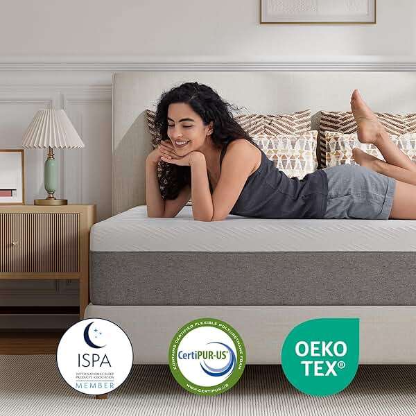 Novilla 10 Inch Twin XL Gel Memory Foam Mattress in a Box, Back Pain Relief & Body Support, Grey, CertiPUR-US Certified - Image 7