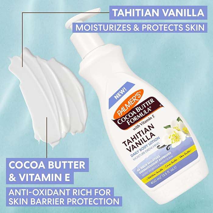 Palmer's Cocoa Butter Formula Tahitian Vanilla Body Lotion, 13.5 Oz, Daily Moisturizing Lotion for Dry Skin with Shea Butter & Vitamin E, Hydrates & Protects, Helps Provide 48-Hour Deep Moisture - Image 5