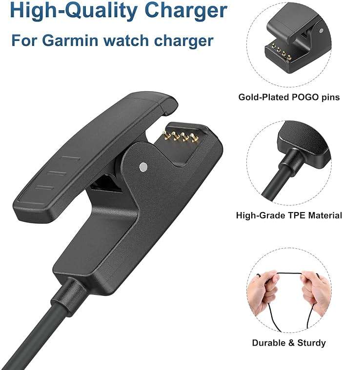Meliya USB C Charger for Garmin Forerunner 735XT 235 35 64 230 630 645/645 Music, Approach S20/G10, Vivomove HR/Lily/Lily 2 Smart Watch Replacement Charger Charging Clip Cable (3.3FT/1M) - Image 3
