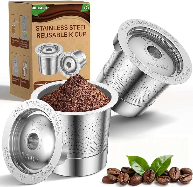 Reusable K Cups for Keurig: Full Stainless Steel Refillable K Cups, Reusable Coffee Filter for Keurig 1.0 Coffee Machines - Eco-Friendly, Easy to Fill and Clean, Lid-Body Tight Seal, Stratum Flow Tech - Image 1
