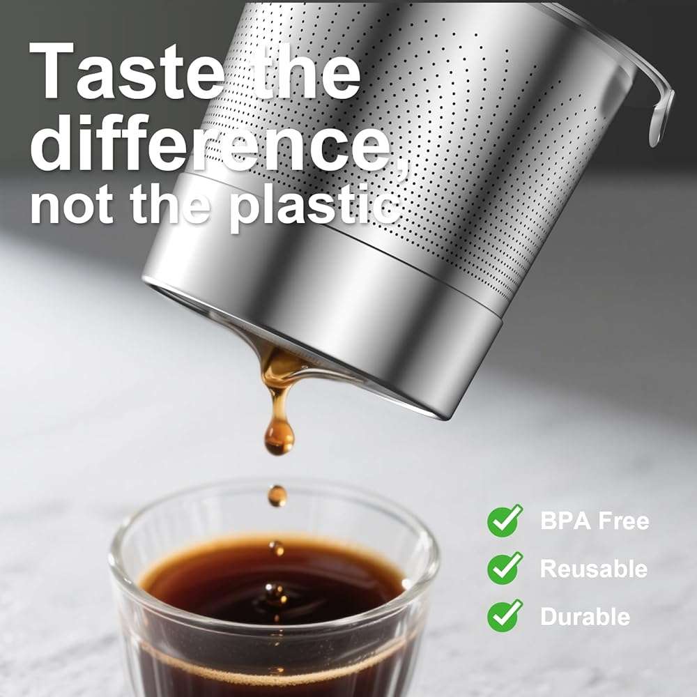 Reusable K Cups for Keurig: Full Stainless Steel Refillable K Cups, Reusable Coffee Filter for Keurig 1.0 Coffee Machines - Eco-Friendly, Easy to Fill and Clean, Lid-Body Tight Seal, Stratum Flow Tech - Image 3