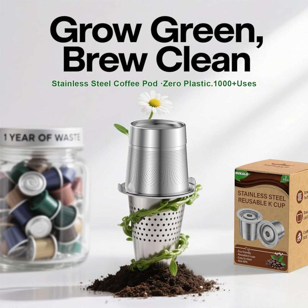Reusable K Cups for Keurig: Full Stainless Steel Refillable K Cups, Reusable Coffee Filter for Keurig 1.0 Coffee Machines - Eco-Friendly, Easy to Fill and Clean, Lid-Body Tight Seal, Stratum Flow Tech - Image 5