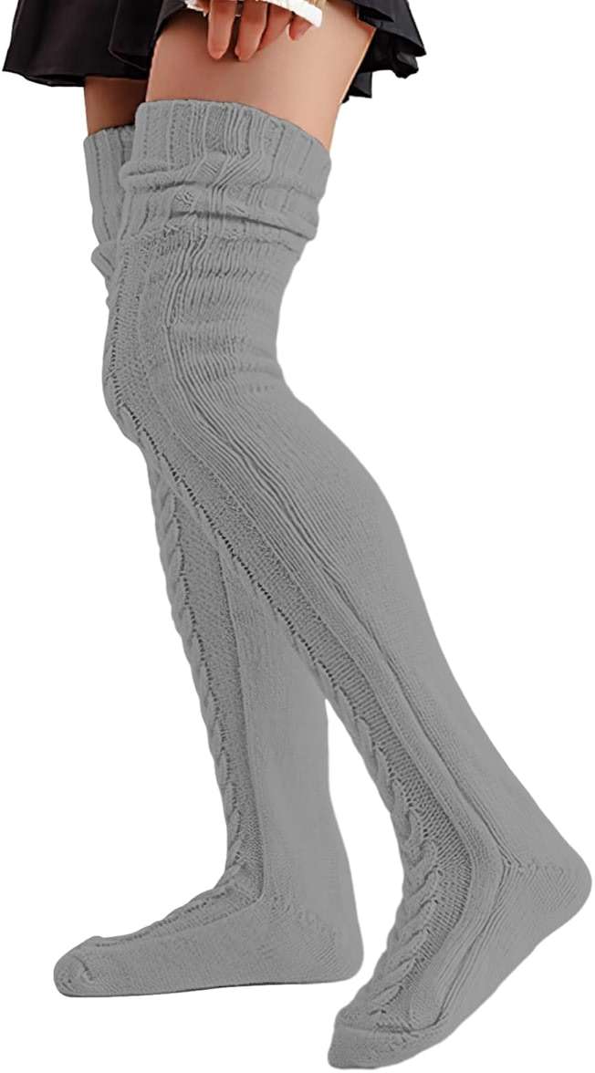 Buauty Women's Cable Knitted Boot Socks Extra Long Thigh High Winter Stockings Over Knee Leg Warmers - Image 2