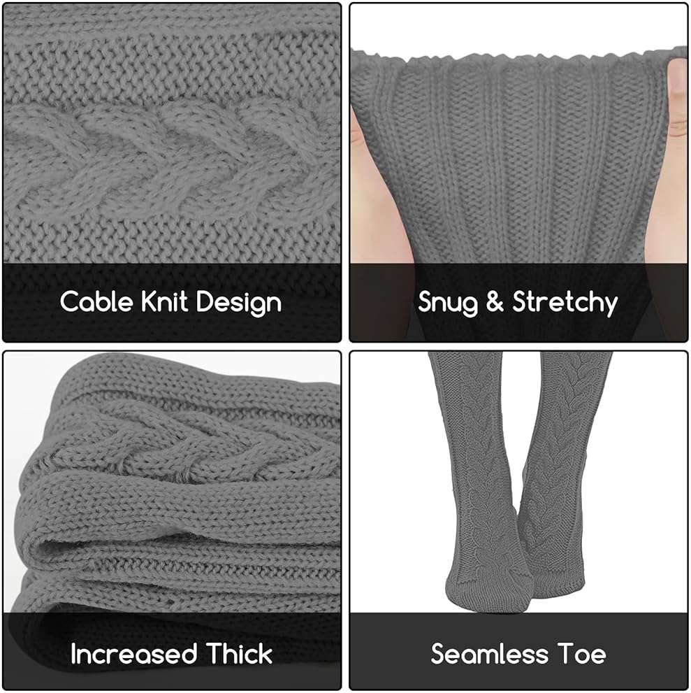 Buauty Women's Cable Knitted Boot Socks Extra Long Thigh High Winter Stockings Over Knee Leg Warmers - Image 4