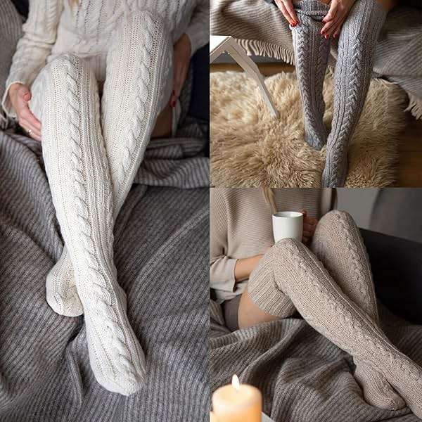 Buauty Women's Cable Knitted Boot Socks Extra Long Thigh High Winter Stockings Over Knee Leg Warmers - Image 6