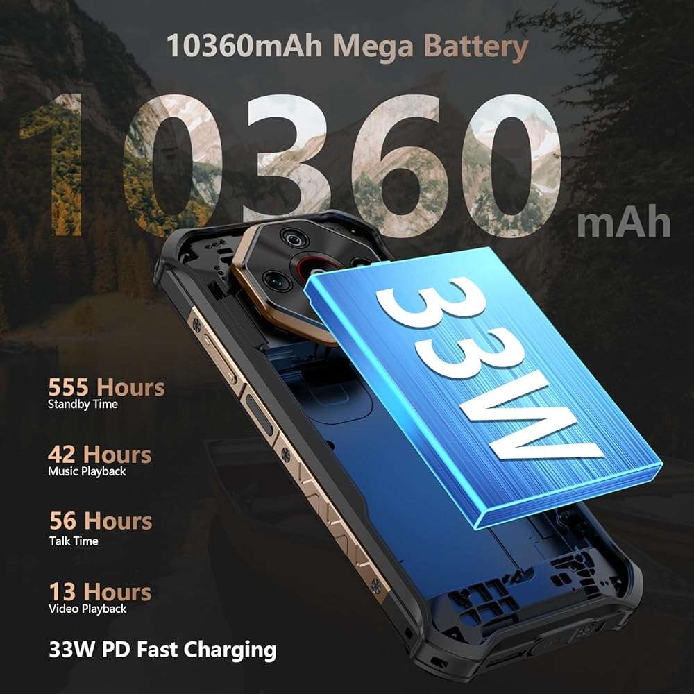 Ulefone Armor X16 Pro 5G Rugged Smartphone, 16GB+256GB MTK Dimensity 6300 Android 15, 64MP+25MP Main Camera, 10360mAh, 6.56" 120Hz Corning Gorilla Screen, IP68/69K Waterproof, Widevine L1 - Sand Dune - Image 3