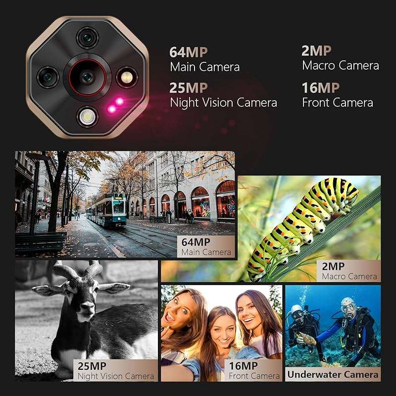 Ulefone Armor X16 Pro 5G Rugged Smartphone, 16GB+256GB MTK Dimensity 6300 Android 15, 64MP+25MP Main Camera, 10360mAh, 6.56" 120Hz Corning Gorilla Screen, IP68/69K Waterproof, Widevine L1 - Sand Dune - Image 4