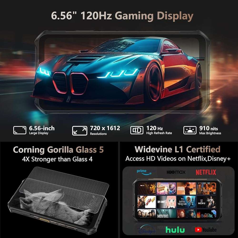 Ulefone Armor X16 Pro 5G Rugged Smartphone, 16GB+256GB MTK Dimensity 6300 Android 15, 64MP+25MP Main Camera, 10360mAh, 6.56" 120Hz Corning Gorilla Screen, IP68/69K Waterproof, Widevine L1 - Sand Dune - Image 5