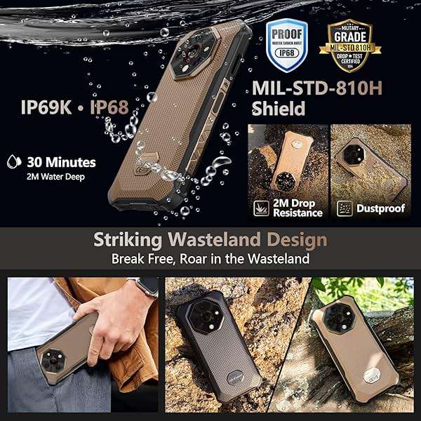 Ulefone Armor X16 Pro 5G Rugged Smartphone, 16GB+256GB MTK Dimensity 6300 Android 15, 64MP+25MP Main Camera, 10360mAh, 6.56" 120Hz Corning Gorilla Screen, IP68/69K Waterproof, Widevine L1 - Sand Dune - Image 7