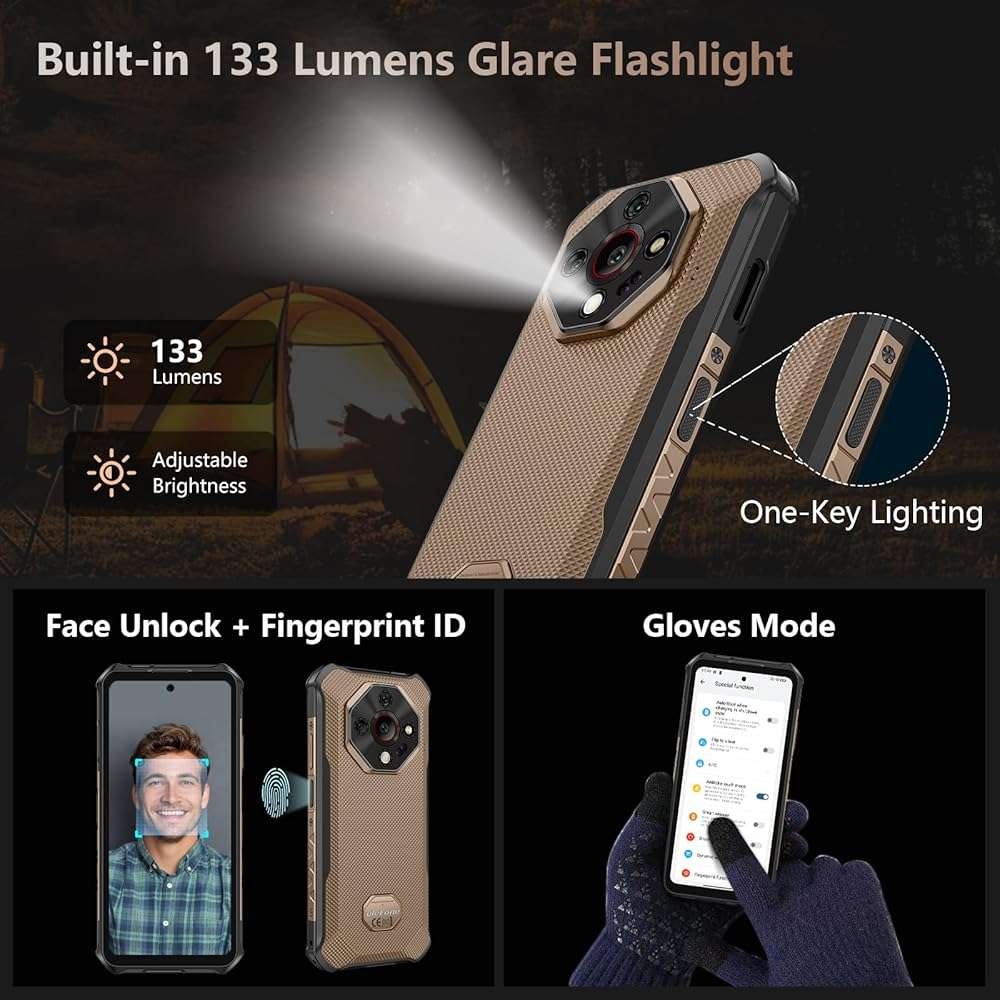 Ulefone Armor X16 Pro 5G Rugged Smartphone, 16GB+256GB MTK Dimensity 6300 Android 15, 64MP+25MP Main Camera, 10360mAh, 6.56" 120Hz Corning Gorilla Screen, IP68/69K Waterproof, Widevine L1 - Sand Dune - Image 8