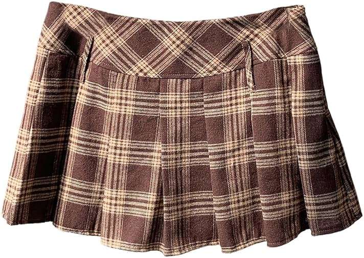 Floerns Women's Plaid Mini Skirts Pleated Hem Uniform Skater Skirt Built in Shorts - Image 1