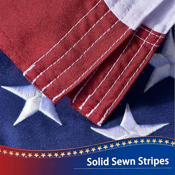 American Flag for Outside 4x6 FT, Deluxe Heavy Duty Spun Polyster, TearProof and Waterproof Super Tough Series, All Weather High Wind USA US Flag with Embroidered Stars, Sewn Stripes, Brass Grommets - Image 5