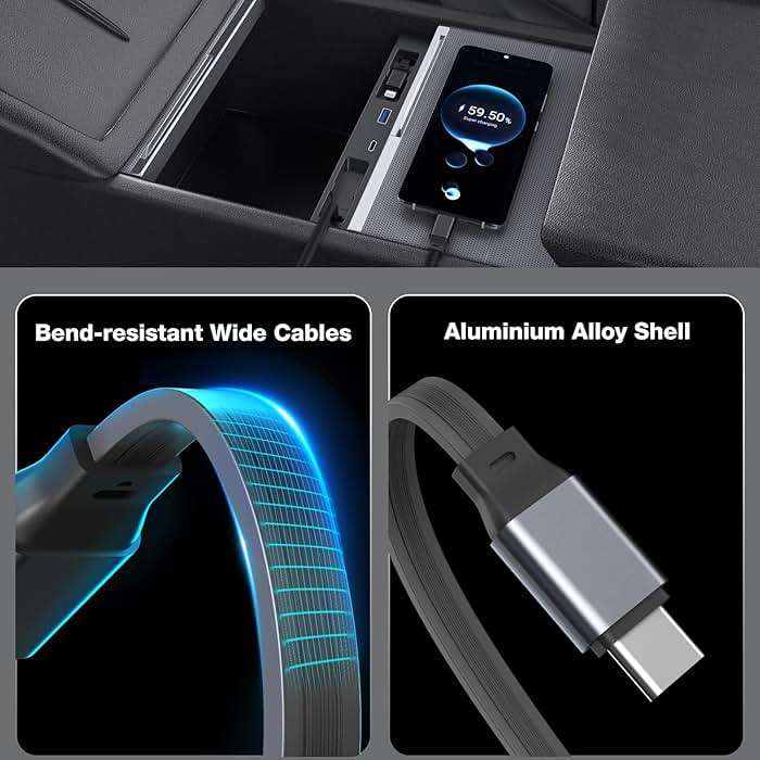 Retractable Center Console USB Hub for Tesla Model 3 Highland/Model Y Juniper, THELIFELICIOUS Model 3 Accessories Car Phone Charger, Fast Charging Docking Station - Image 4