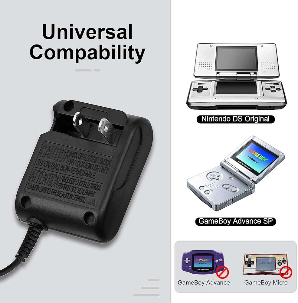 Charger for Gameboy Advance SP, Wall Travel Charger Power Cord for Nintendo DS and Game Boy Advance GBA SP Consoles, 5.2V 450mA, 2 Packs - Image 2