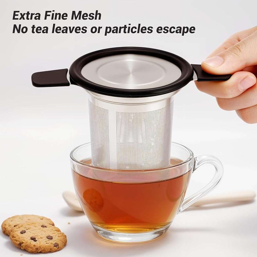 Tifanso Stainless Steel Tea Infuser Steeper Strainer for Loose Leaf Tea, Fine Mesh Reusable Diffusers Ball Bag Filter Holder with Heat Proof Handles for Teapots, Mugs, Cups - Image 3