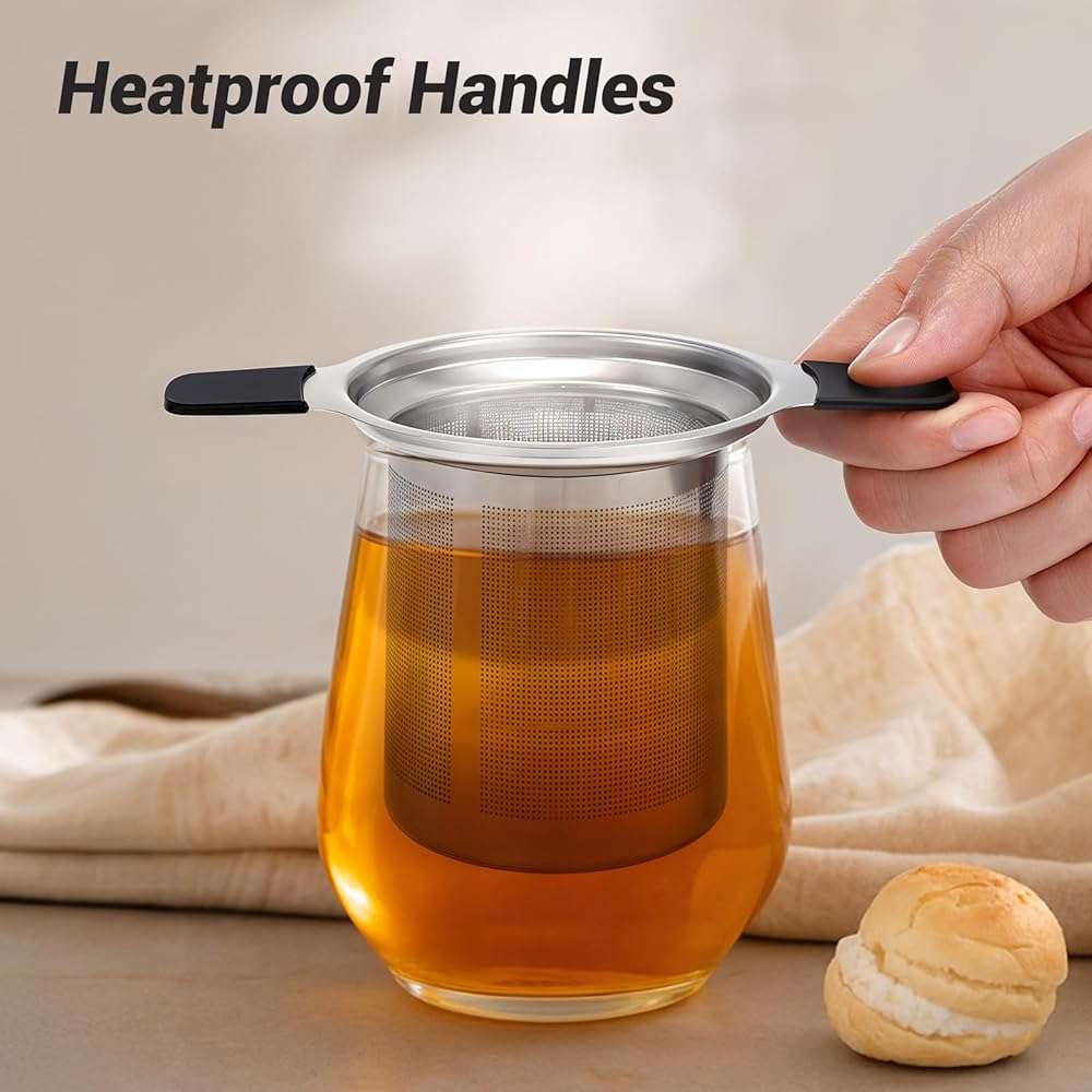 Tifanso Stainless Steel Tea Infuser Steeper Strainer for Loose Leaf Tea, Fine Mesh Reusable Diffusers Ball Bag Filter Holder with Heat Proof Handles for Teapots, Mugs, Cups - Image 4