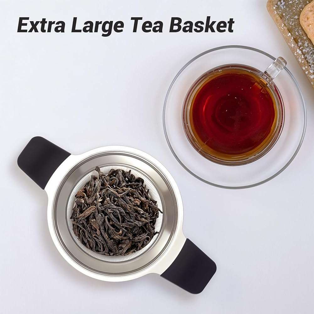 Tifanso Stainless Steel Tea Infuser Steeper Strainer for Loose Leaf Tea, Fine Mesh Reusable Diffusers Ball Bag Filter Holder with Heat Proof Handles for Teapots, Mugs, Cups - Image 5