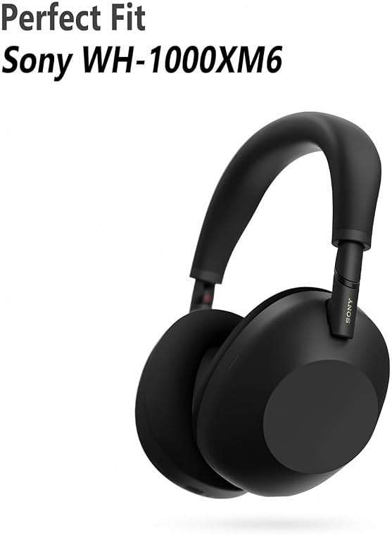 Geiomoo Silicone Earpads for Sony WH-1000XM6 Earpads Headphones, Replacement Ear Cushions Case Cover Black - Image 2