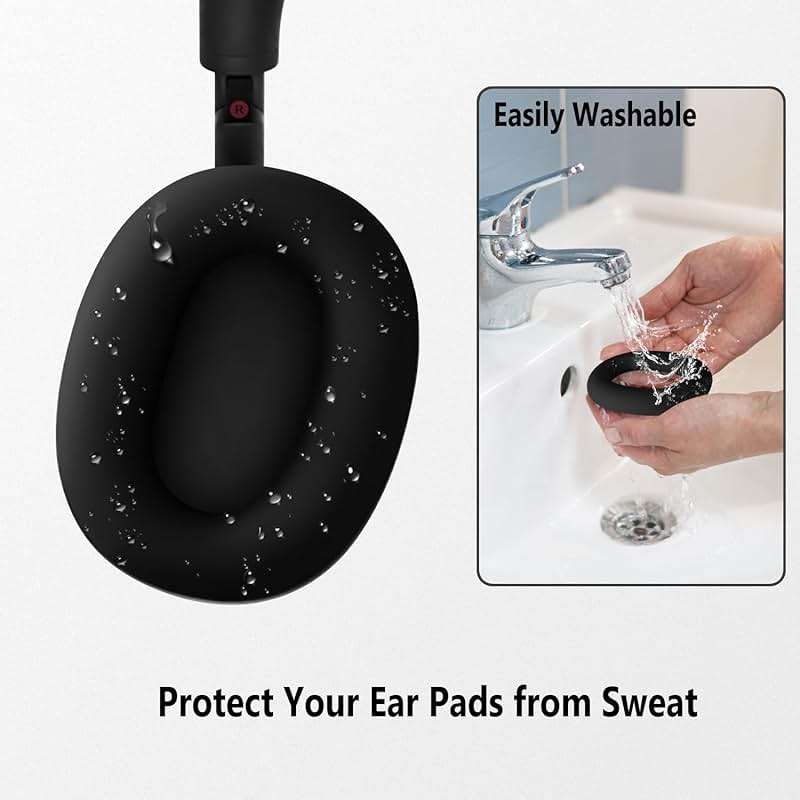 Geiomoo Silicone Earpads for Sony WH-1000XM6 Earpads Headphones, Replacement Ear Cushions Case Cover Black - Image 5