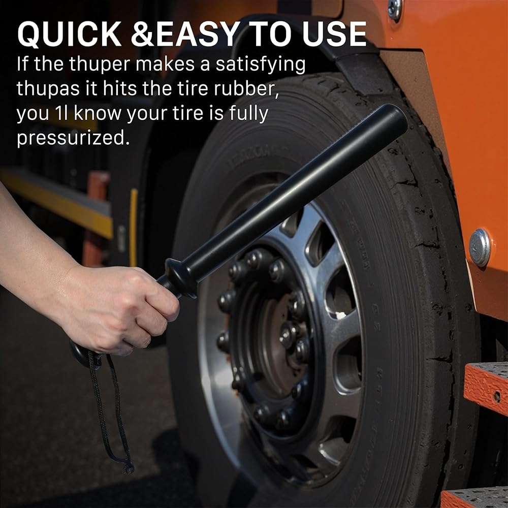 MALTERZER Rubber Tire Checker for Truckers Tool for Checking Tire Pressure, Wheel & Tire Accessories & Parts, Tire Repair Tools Fish Bat Self Defense - Image 2