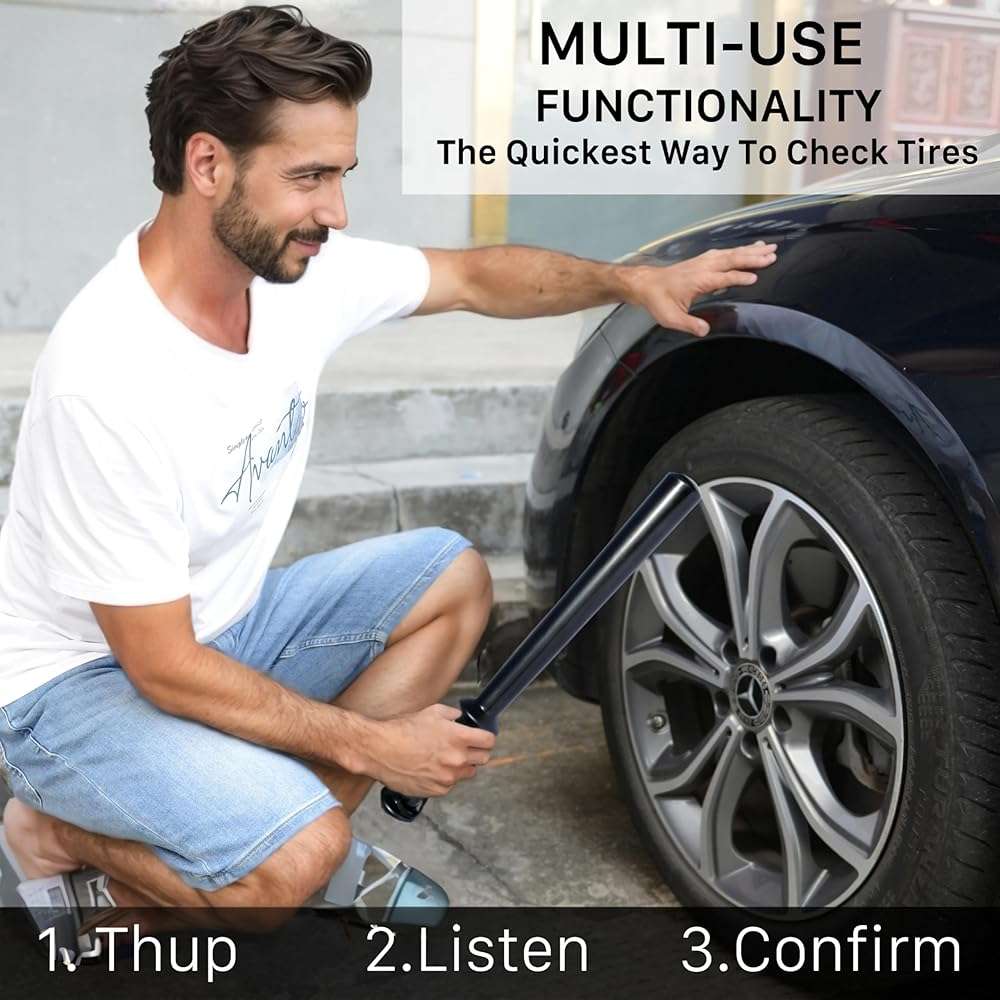 MALTERZER Rubber Tire Checker for Truckers Tool for Checking Tire Pressure, Wheel & Tire Accessories & Parts, Tire Repair Tools Fish Bat Self Defense - Image 5