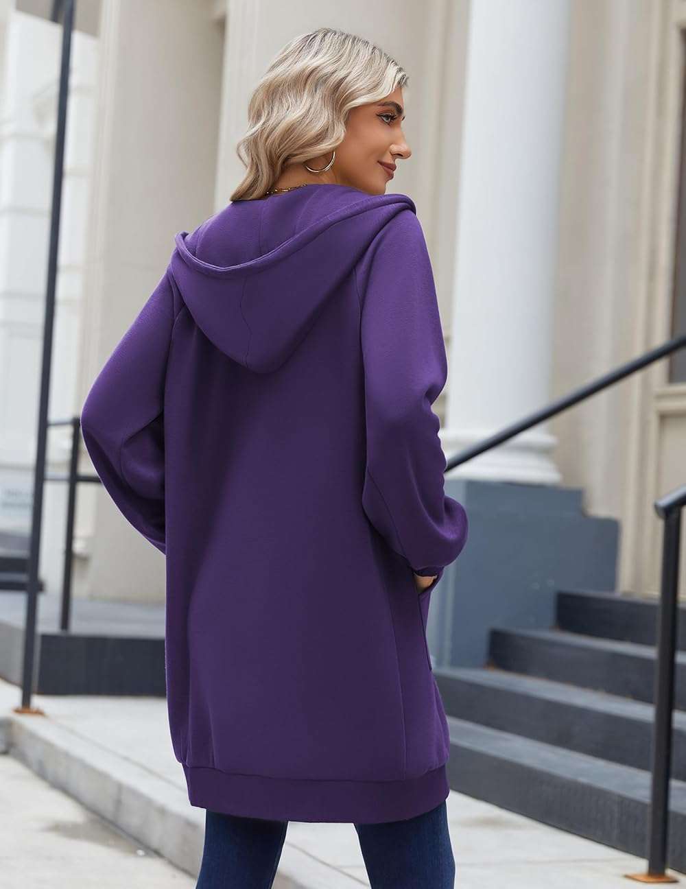 Zeagoo Women's Zip Up Hoodies Long Sleeve Long Tunic Sweatshirts Oversized Fleece Casual 2026 Fall Jacket Coat with Pocket - Image 4