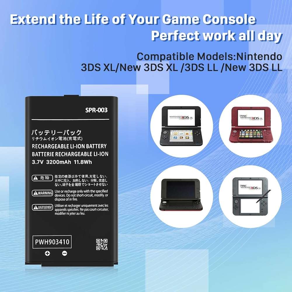 KOOAQQ SPR-003 Battery, 2026 New Upgraded (3200mAh) Ultra High Capacity Li-ion Battery Replacement for Nintendo 3DS XL New 3DS XL LL Game Console, Switch Game Console, with Repair Tool Kit - Image 2