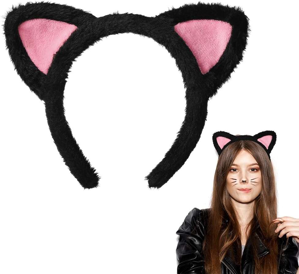 Etercycle Cat Ear Headbands For Women, Cute Fuzzy Cat Washing Face Makeup Head Band for Spa Yoga Halloween Parties Cosplay - Image 1