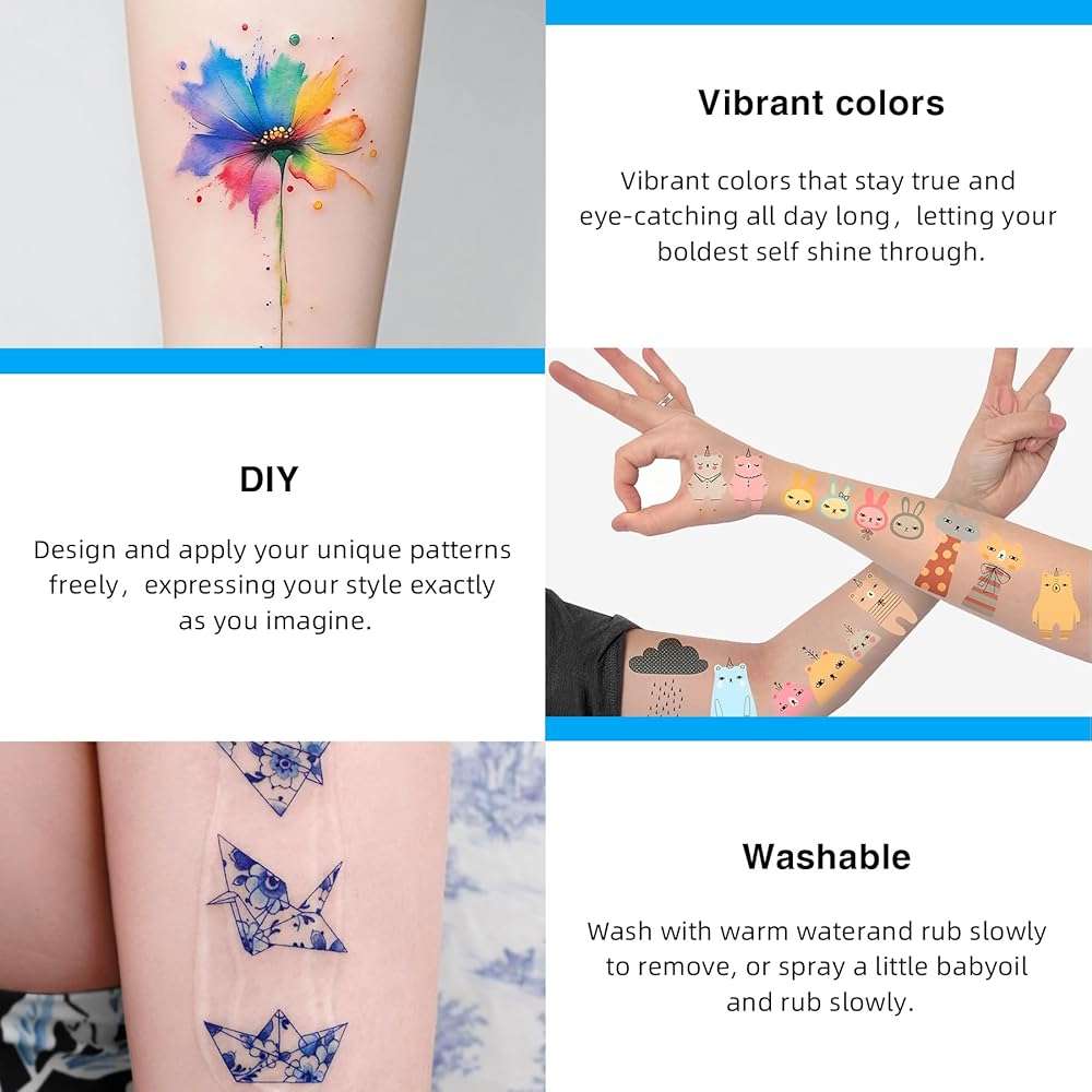 Printable Temporary Tattoo Paper for INKJET Printer, Custom Tattoo Sticker 8.5"X11", DIY Personalized Long-lasting Clear Transfer Paper for Kids, Family, Women, Halloween, Birthday, Parties, Christmas - Image 6