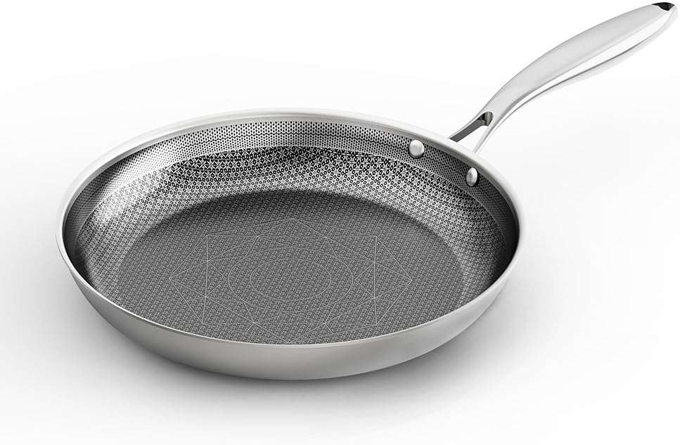 COOKER KING 8-Inch Stainless Steel Pan, Hybrid Nonstick Frying Pan – 3-Ply Clad Cookware, Healthy & Non-Toxic, Dishwasher & Oven Safe, Stay-Cool Handle, Induction Compatible – Metal Utensil Safe - Image 1