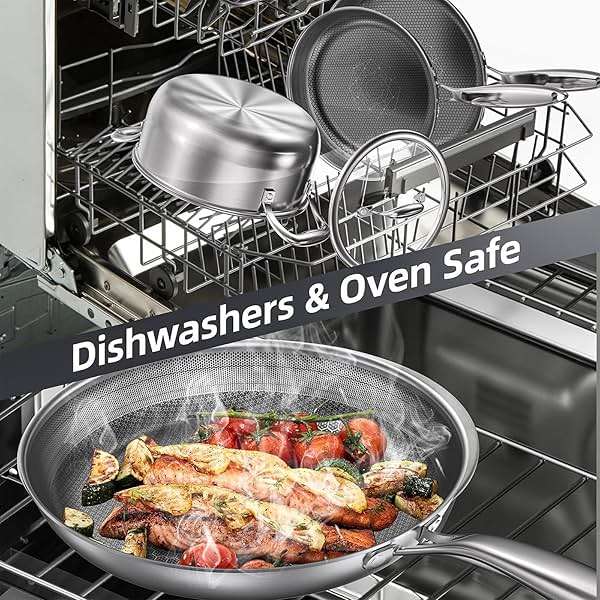 COOKER KING 8-Inch Stainless Steel Pan, Hybrid Nonstick Frying Pan – 3-Ply Clad Cookware, Healthy & Non-Toxic, Dishwasher & Oven Safe, Stay-Cool Handle, Induction Compatible – Metal Utensil Safe - Image 6