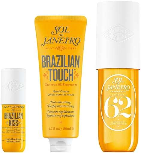 Sol de Janeiro Purse Essentials Travel Size Bundle | Brazilian Kiss Lip Butter, Brazilian Touch Hand Cream and Cheirosa 62 Perfume Mist 3.0 fl oz. | Amazon Exclusive - Image 1