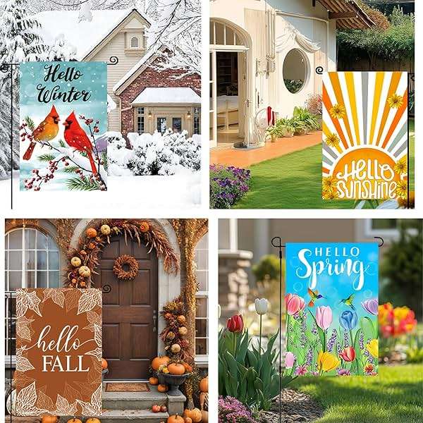 Seasonal Garden Flags Set of 12 Double Sided 12x18 Inch, Small Yard Flags for Outside, Christmas Halloween Easter Valentine's Day Decor, Spring Summer Fall Winter Holiday Garden Decorations - Image 3