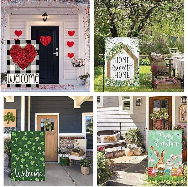 Seasonal Garden Flags Set of 12 Double Sided 12x18 Inch, Small Yard Flags for Outside, Christmas Halloween Easter Valentine's Day Decor, Spring Summer Fall Winter Holiday Garden Decorations - Image 5