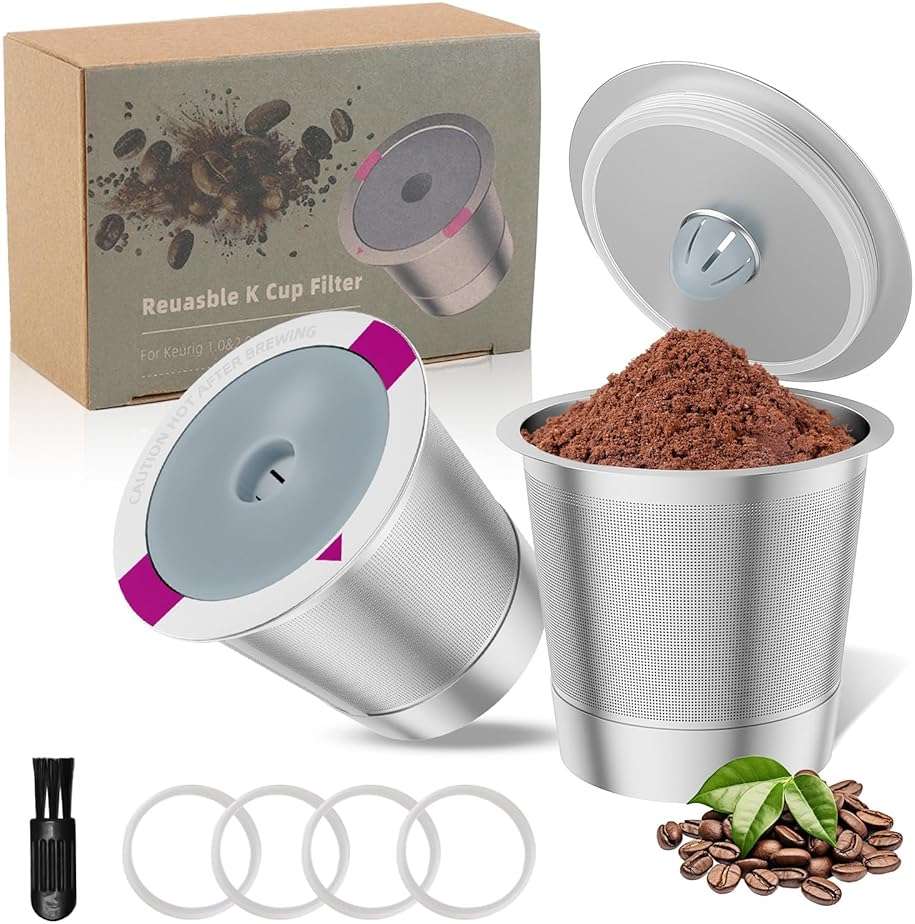 2 Pack Reusable K Cup Coffee Pods, Universal Stainless Steel Refillable K Cup Coffee Filters for Keurig 1.0 and 2.0 Coffee Makers - Image 1