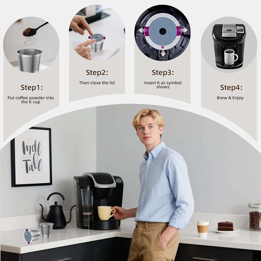 2 Pack Reusable K Cup Coffee Pods, Universal Stainless Steel Refillable K Cup Coffee Filters for Keurig 1.0 and 2.0 Coffee Makers - Image 6