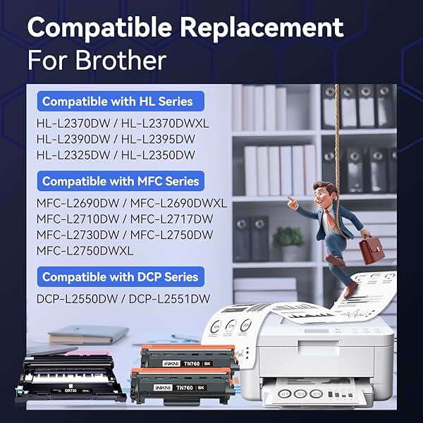 TN760 and 730 Drum Unit Compatible Toner Cartridge Replacement for Brother TN-730/TN-760 730 TN-760 for MFC-L2710DW MFC-L2750DW DCP-L2550DW HL-L2350DW HL-L2395DW HL-L2370DW (3Pack) - Image 2