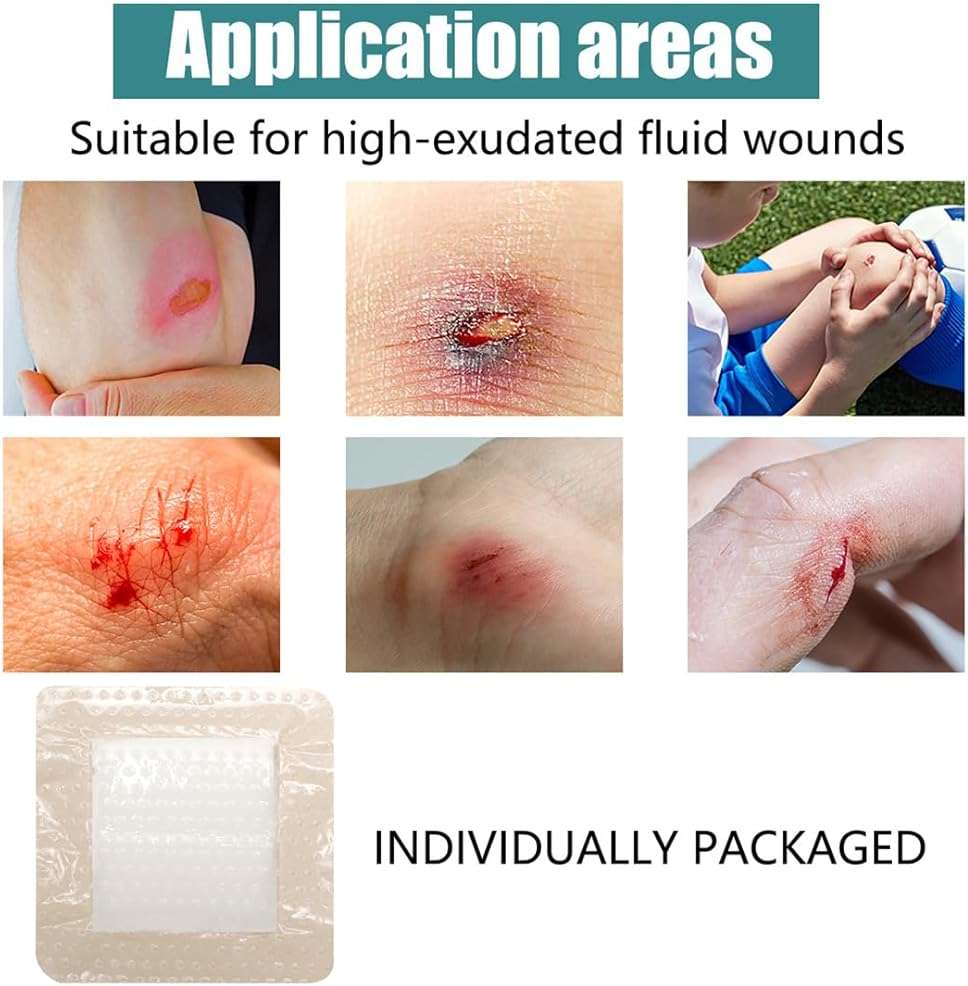 Silicone Foam Dressing with Adhesive Border 5 Pcs 3’’ x 3’’ Wound Dressings Bandage Gentle High Absorbency Waterproof Silicone Foam Pads for Wound Care - Image 7